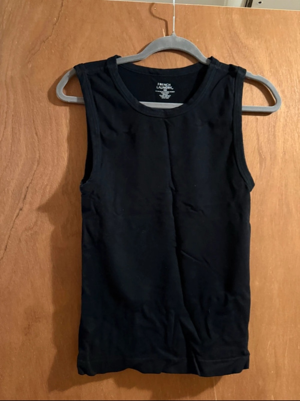 French Laundry Black Ribbed Crewneck Tank